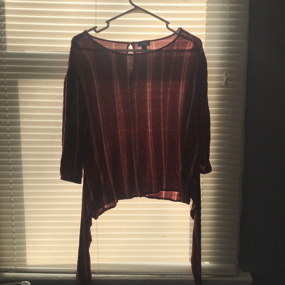 red striped blouse with ties